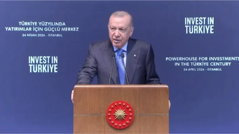 President Erdoğan speaking at an Invest in Türkiye event in Istanbul on 24 April 2026